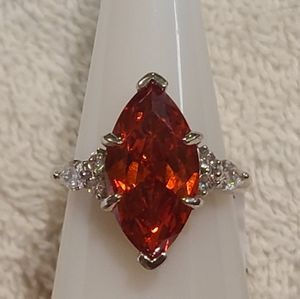 *BP #3023 Tangerine Cubic Zirconia Rhodium Band Size 6 Ring BRAND NEW